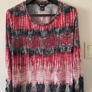 Haggar Women Red/Black Pattern Long Sleeve Top – Size L